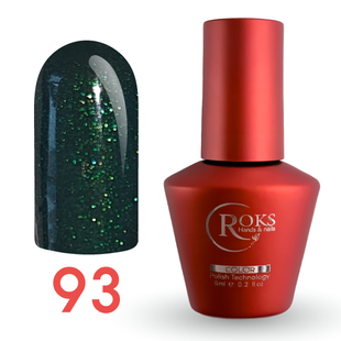 Гель лак - Без ТРО Roks 6 ml. №93 - Темно-зелений із зеленими мікроблискітками COLR93 фото