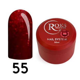 Cover Base - Без ТРО ROKS 50ml. №55 - Насичена червона із блискітками (глітером) CBR50055 фото