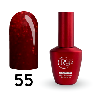 Cover Base - Без ТРО ROKS 8ml. №55 - Насичена червона із блискітками (глітером) CBR8055 фото