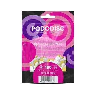 Змінні файли білі на мякій основі для педикюрного диска PODODISC STALEKS PRO XS 180 грит (50 шт) PDFS-10-180w фото
