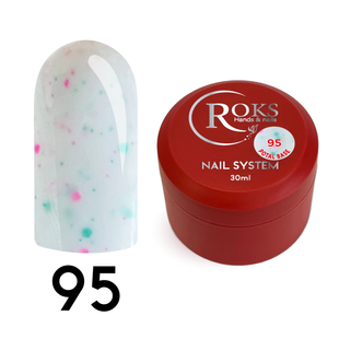 Cover Base - Без ТРО ROKS 30ml. №95 - Молочна із рожево-бірюзовими крапками CBR30095 фото