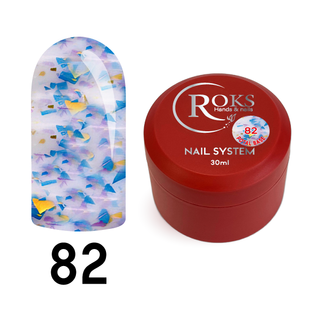 Cover Base - Без ТРО ROKS 30ml. №82 - Напівпрозора молочна із синьо-фіолетовою та золотою поталлю CBR30082 фото