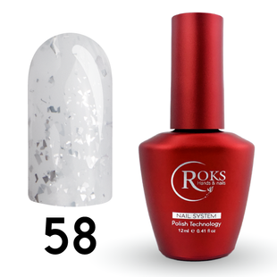 Cover Base - Без ТРО ROKS 12ml. №58 - Напівпрозора молочна із срібною поталлю CBR12058 фото