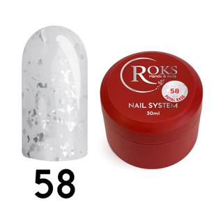 Cover Base - Без ТРО ROKS 30ml. №58 - Напівпрозора молочна із срібною поталлю CBR30058 фото