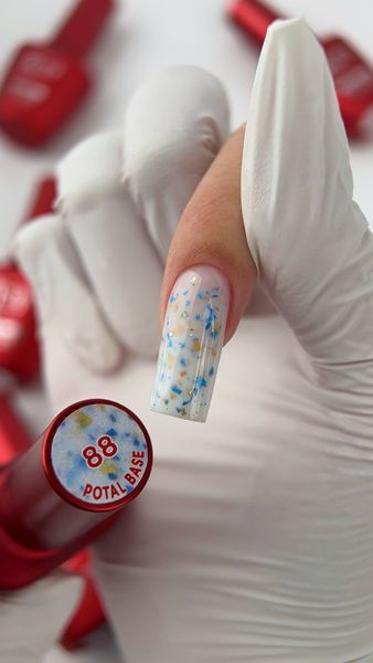 Cover Base - Без ТРО ROKS 50ml. №88 - Молочна з блакитно-жовтою поталлю CBR50088 фото