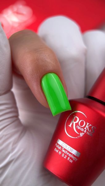 Гель лак - Без ТРО Roks 6 ml. №103 - Неоновий зелений COLR103 фото