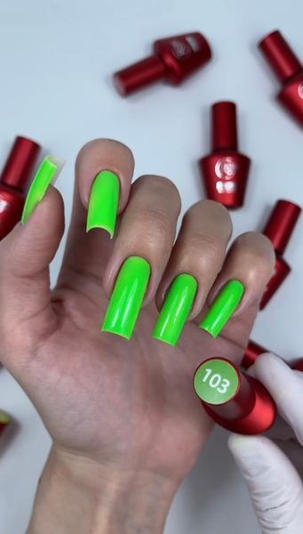 Гель лак - Без ТРО Roks 6 ml. №103 - Неоновий зелений COLR103 фото