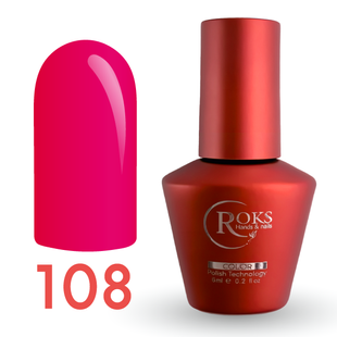 Гель лак - Без ТРО Roks 6 ml. №108 - Неоновий рожевий з малиновим підтоном COLR108 фото