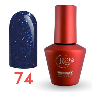 Гель лак - Без ТРО Roks 6 ml. №74 - Чорно-синій із синім мікроблиском COLR74 фото