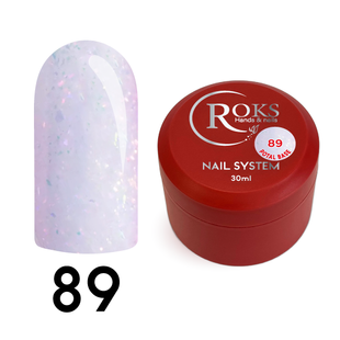 Cover Base - Без ТРО ROKS 30ml. №89 - Напівпрозора молочна із різнокольоровою голографічною поталлю CBR30089 фото