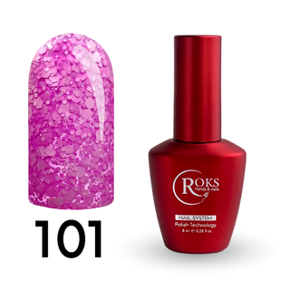 Cover Base - Без ТРО ROKS 8ml. №101 - Яскрава рожева із пластівцями CBR8101 фото